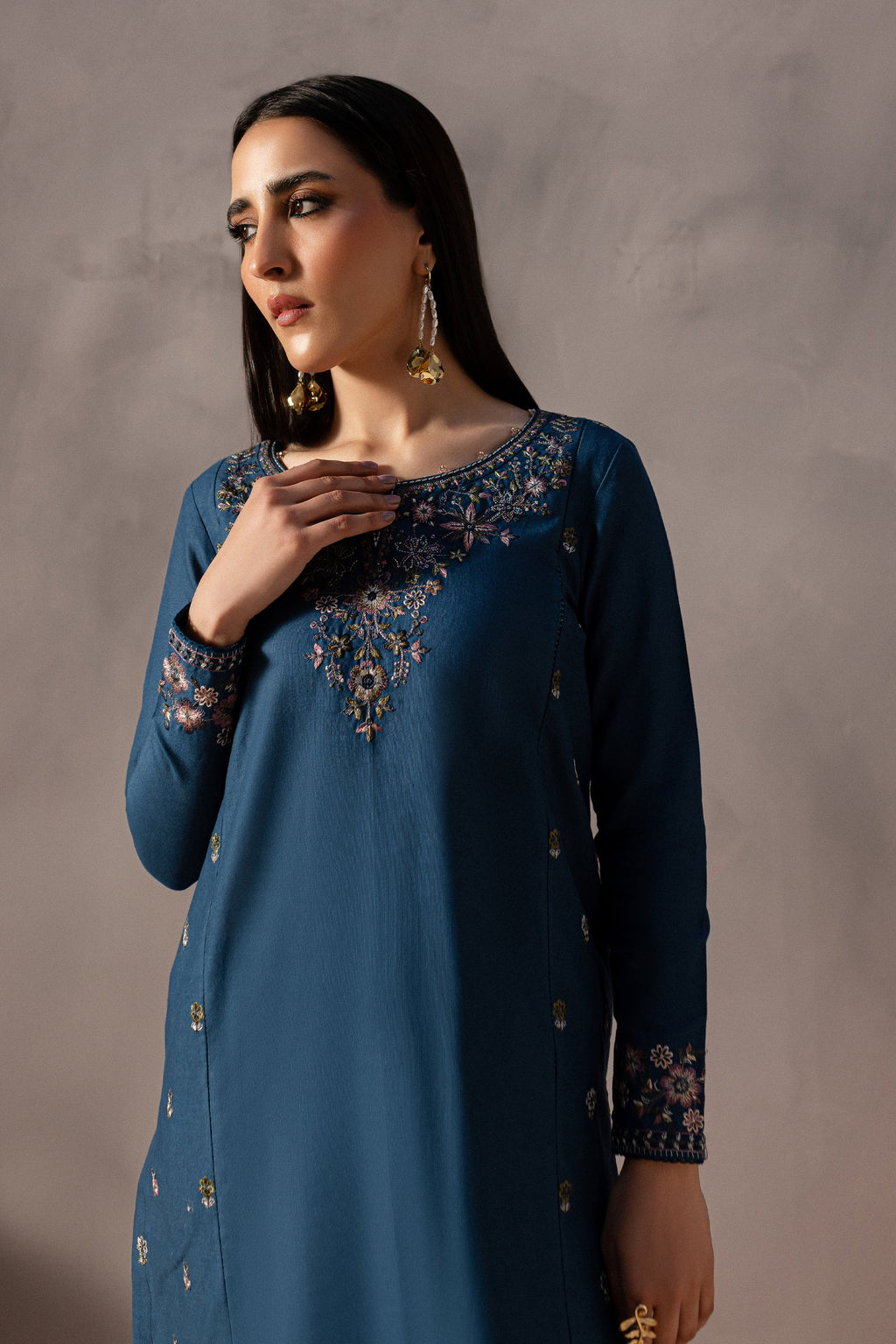 Nehar - 2Pc Stitched Embroidered Lawn Dress