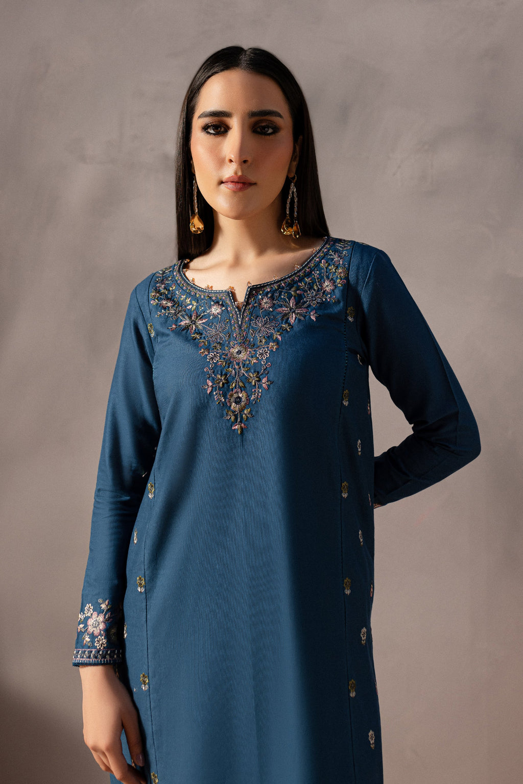Nehar - 2Pc Stitched Embroidered Lawn Dress