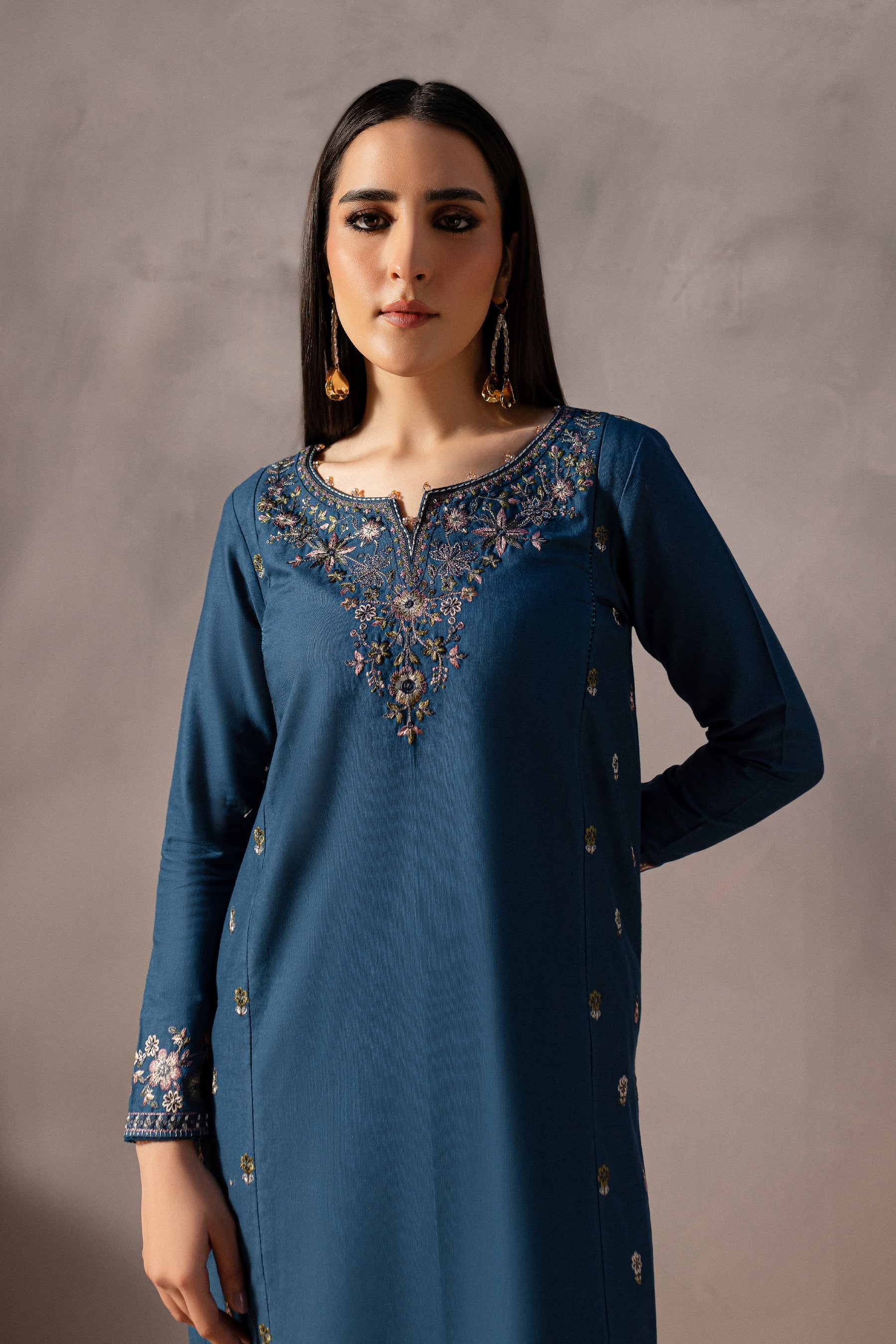 Nehar - 2Pc Stitched Embroidered Lawn Dress