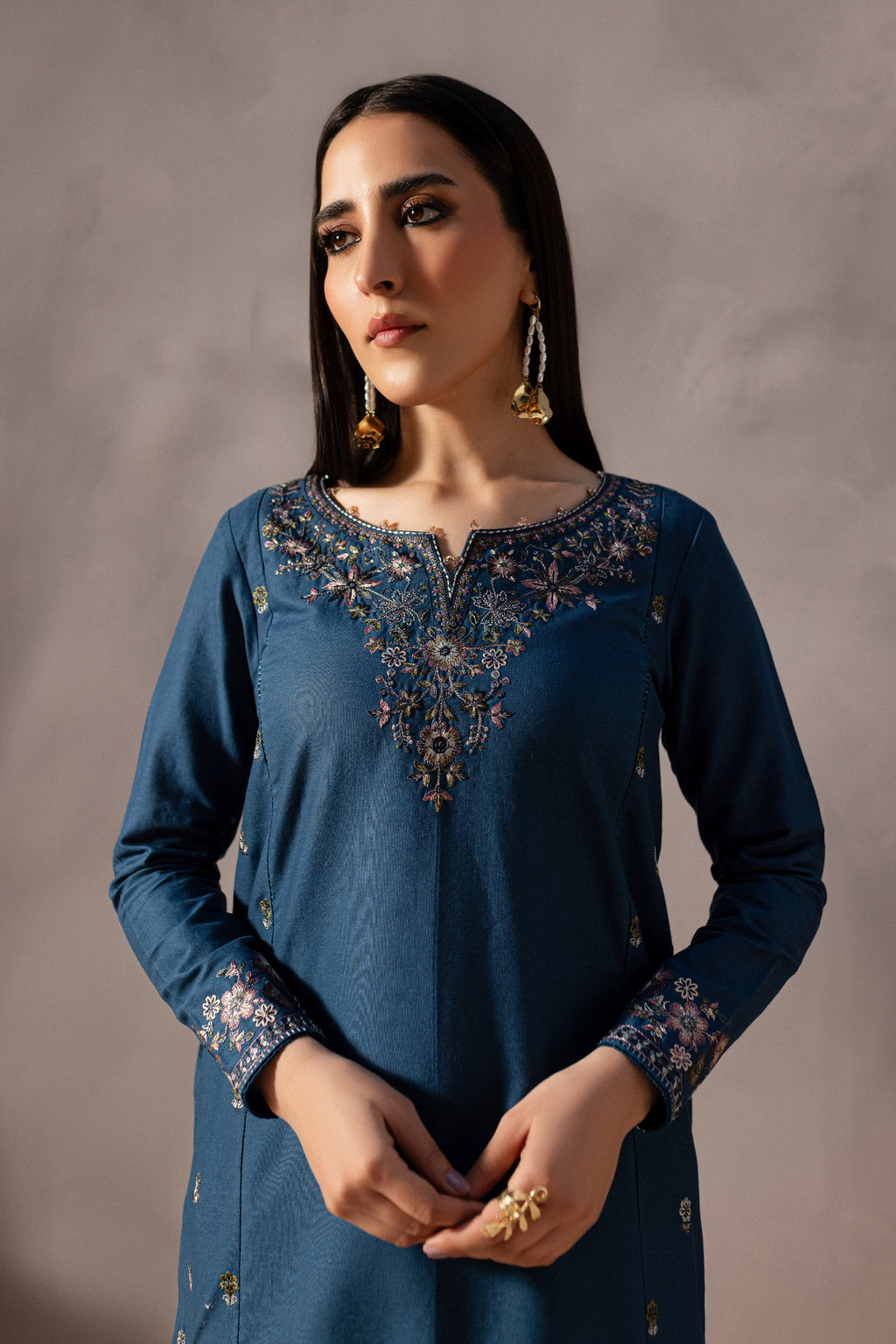 Nehar - 2Pc Stitched Embroidered Lawn Dress