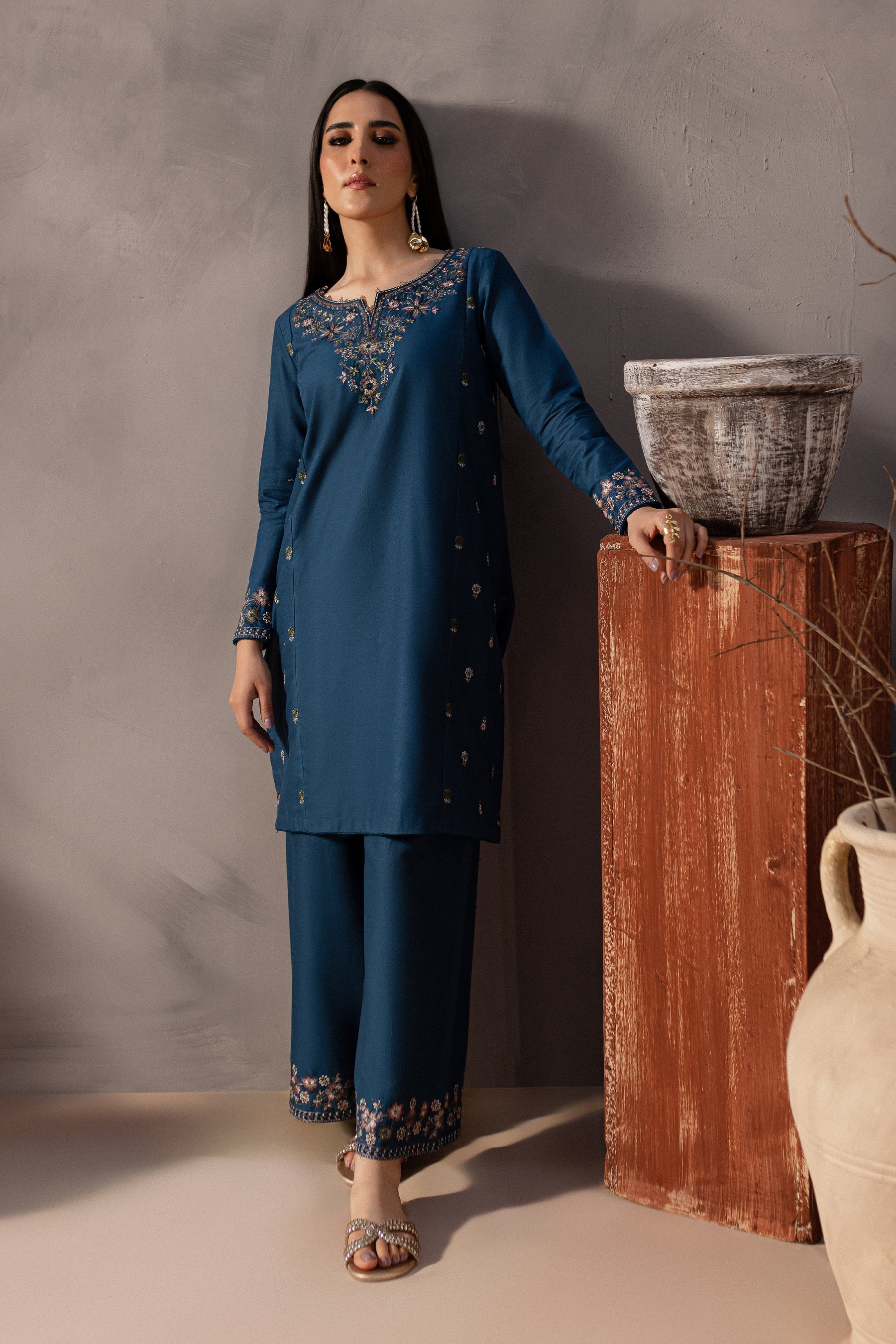 Nehar - 2Pc Stitched Embroidered Lawn Dress