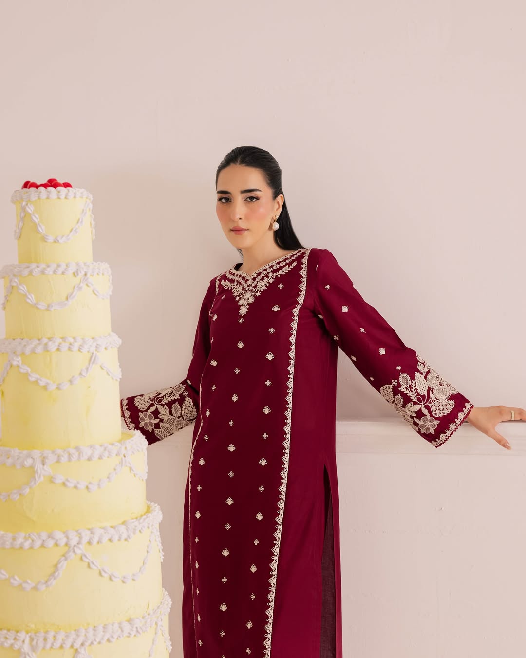 Agean Red 2Pc - Embroidered Lawn Dress