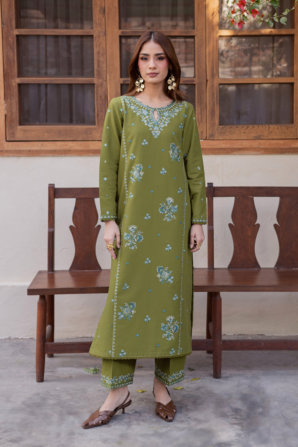 Green Rosa- 2Pc Stitched Embroidered Lawn Dress
