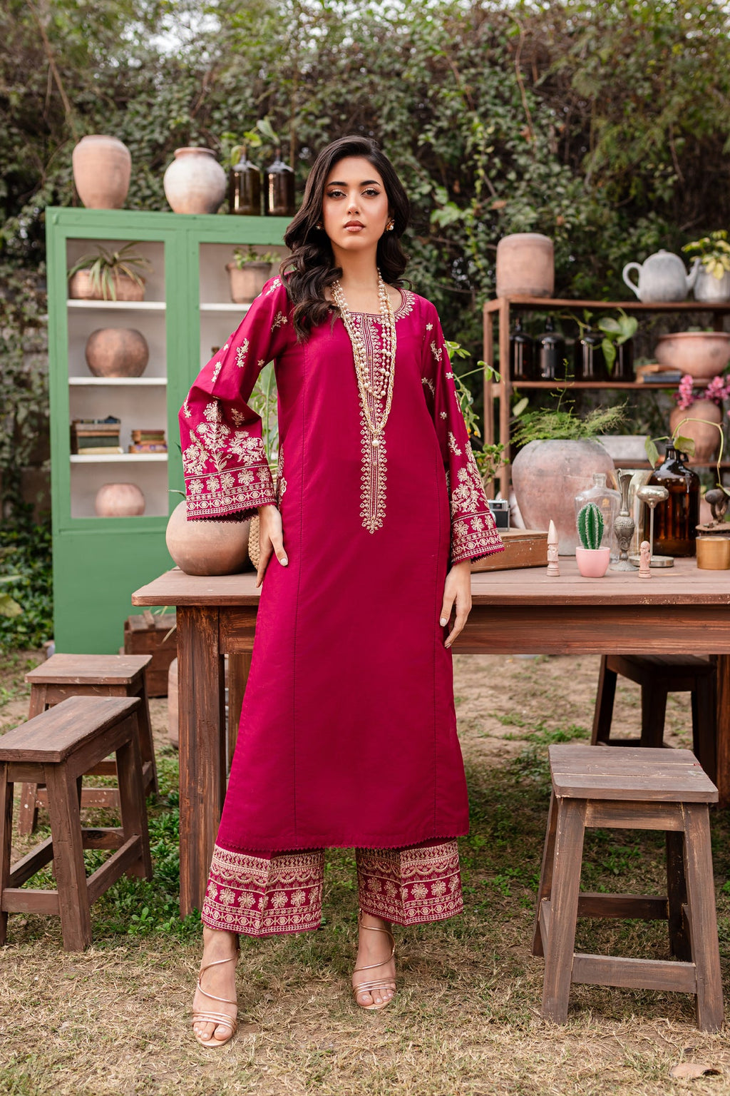 Resham 2Pc - Stitched Embroidered Lawn Dress