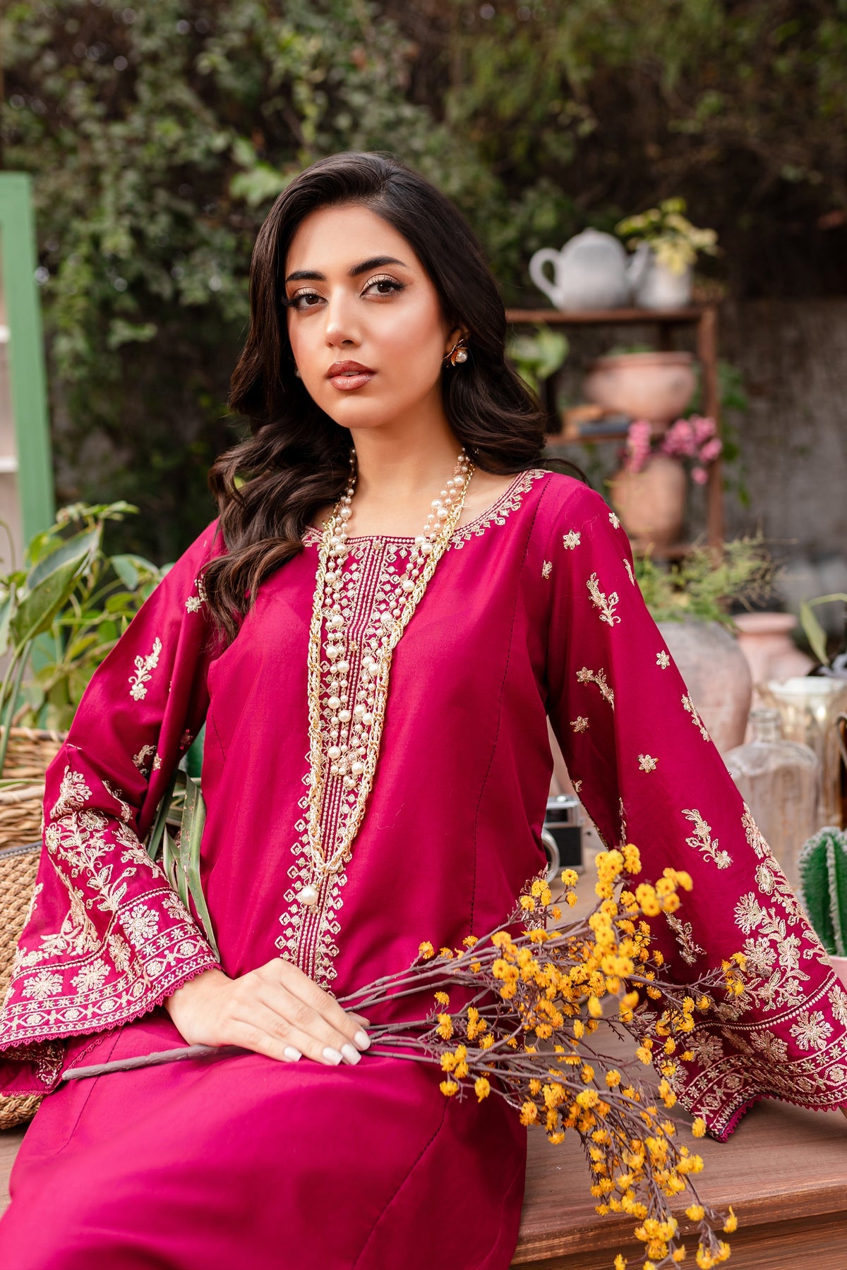 Resham 2Pc - Stitched Embroidered Lawn Dress