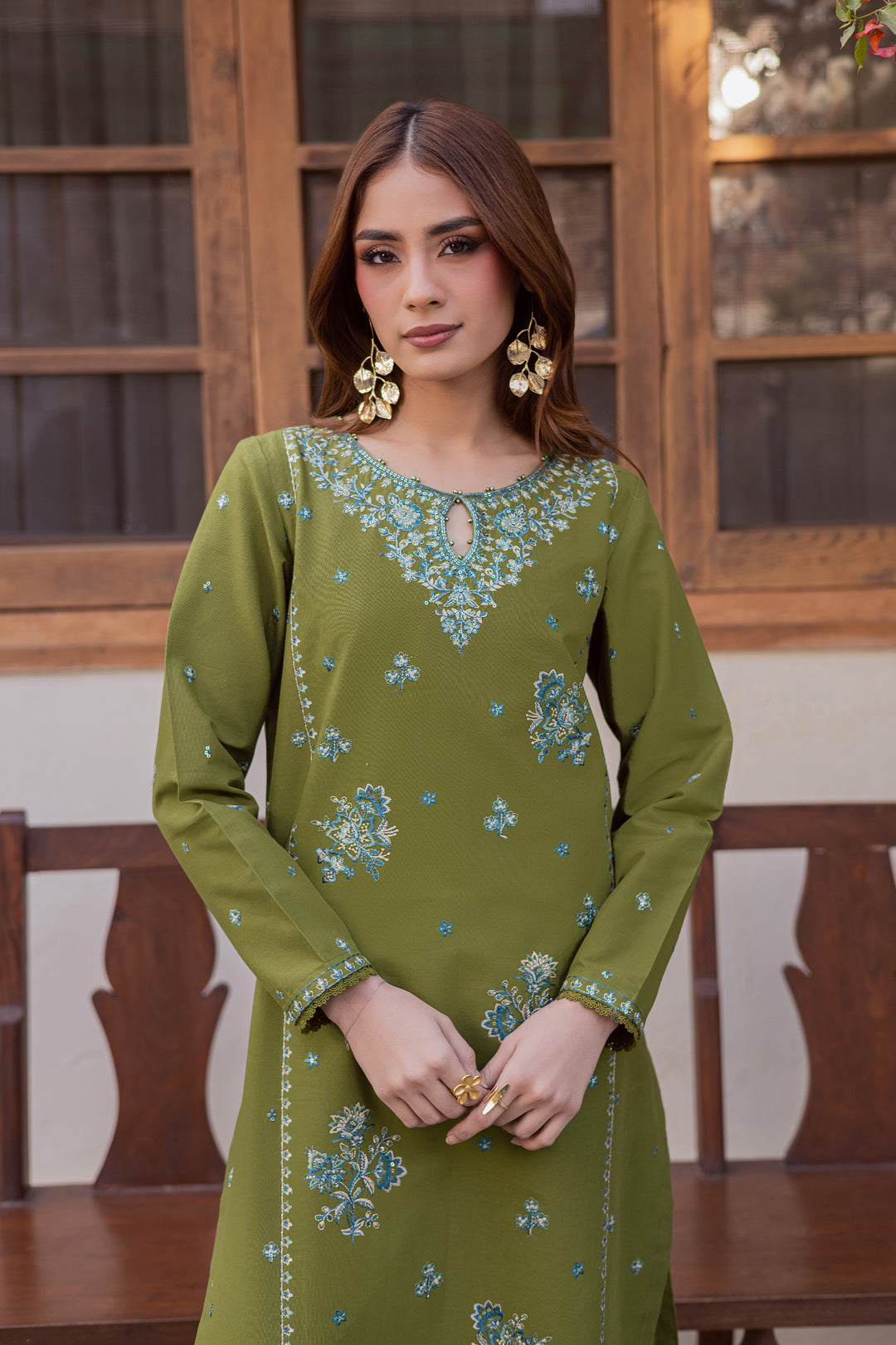 Green Rosa- 2Pc Stitched Embroidered Lawn Dress