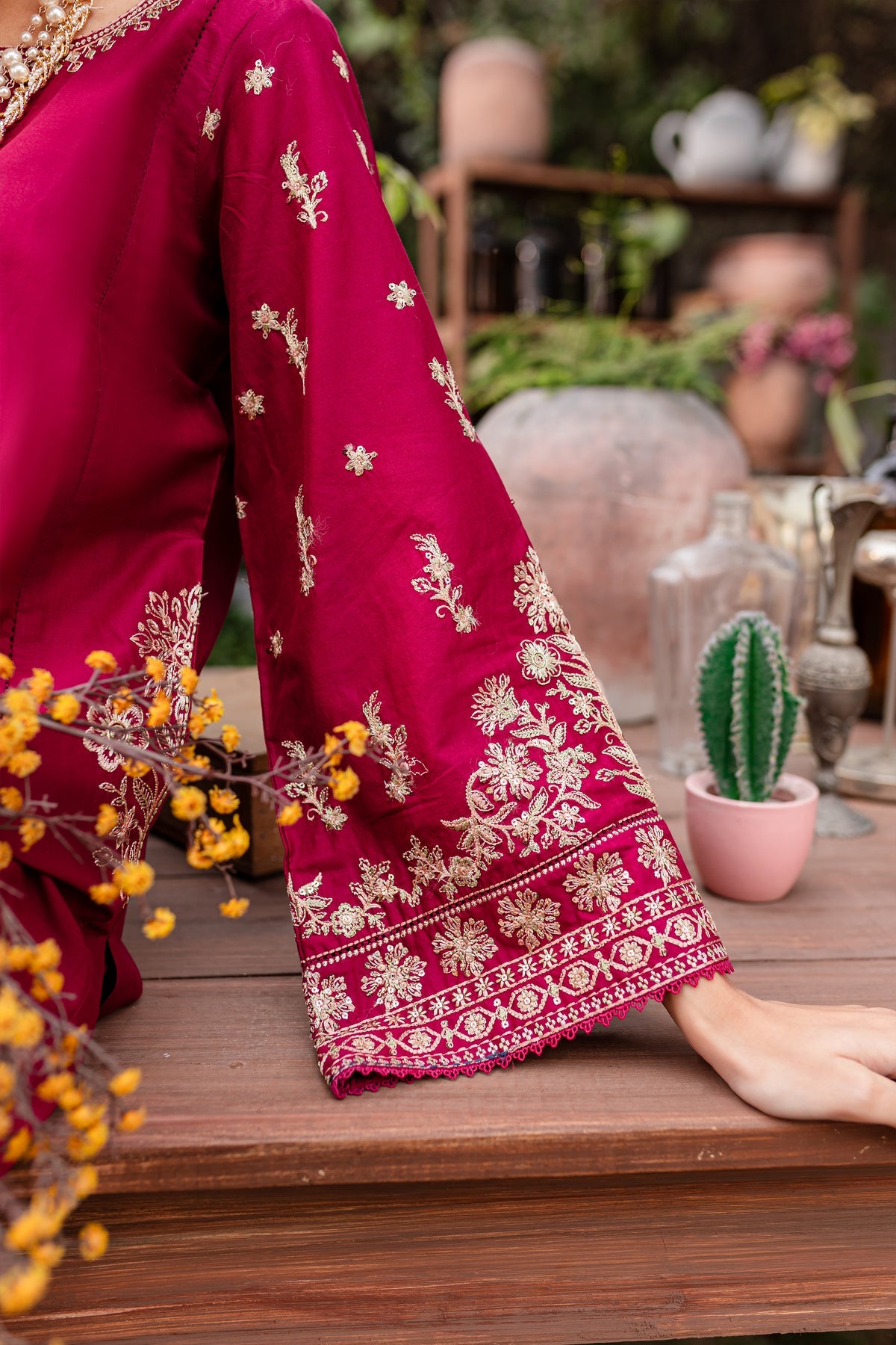 Resham 2Pc - Stitched Embroidered Lawn Dress