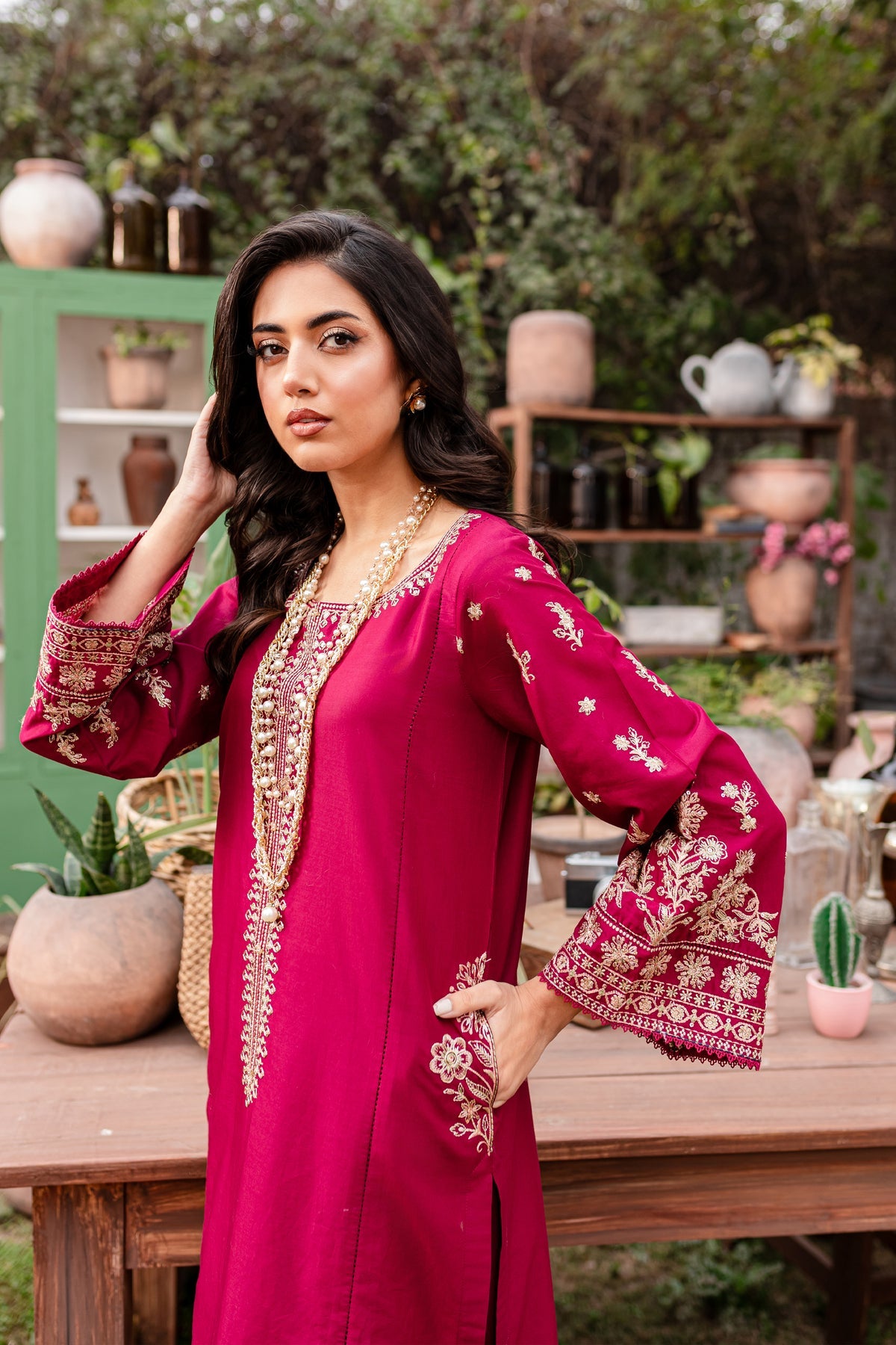 Resham 2Pc - Stitched Embroidered Lawn Dress