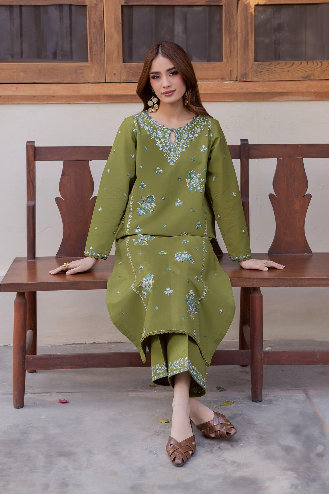 Green Rosa- 2Pc Stitched Embroidered Lawn Dress