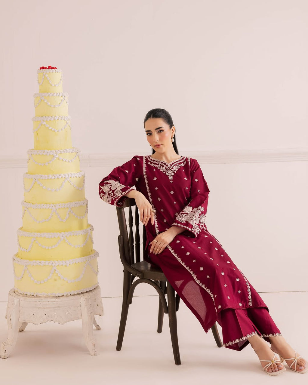 Agean Red 2Pc - Embroidered Lawn Dress