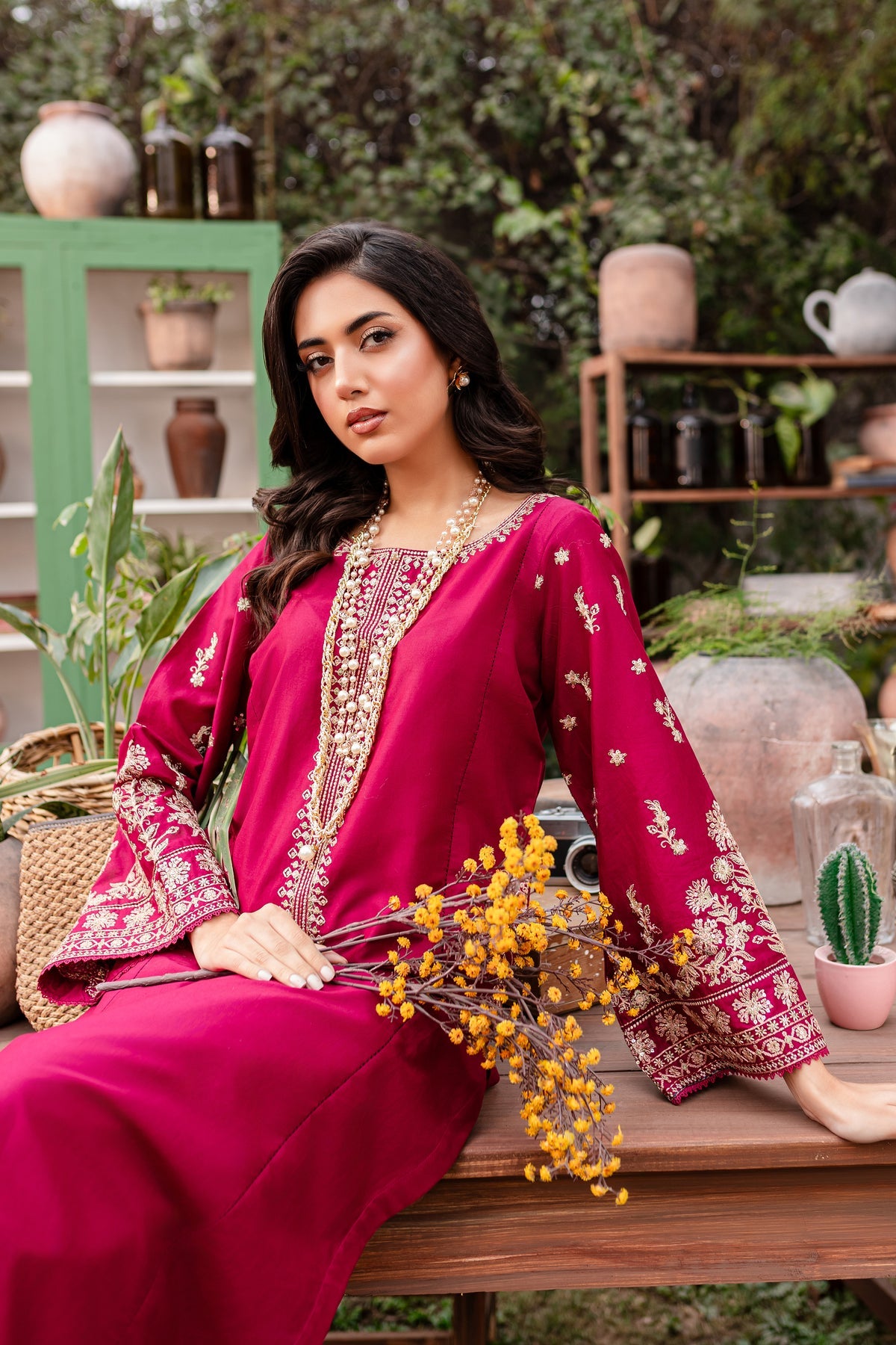 Resham 2Pc - Stitched Embroidered Lawn Dress
