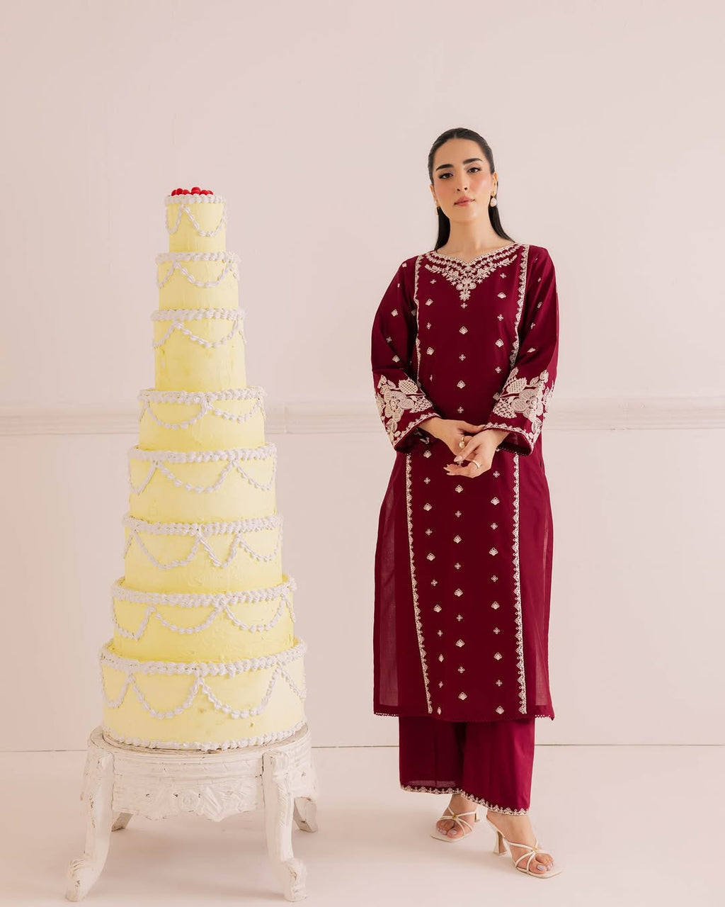 Agean Red 2Pc - Embroidered Lawn Dress
