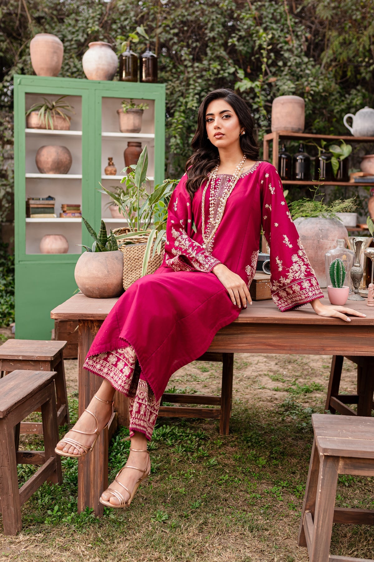 Resham 2Pc - Stitched Embroidered Lawn Dress