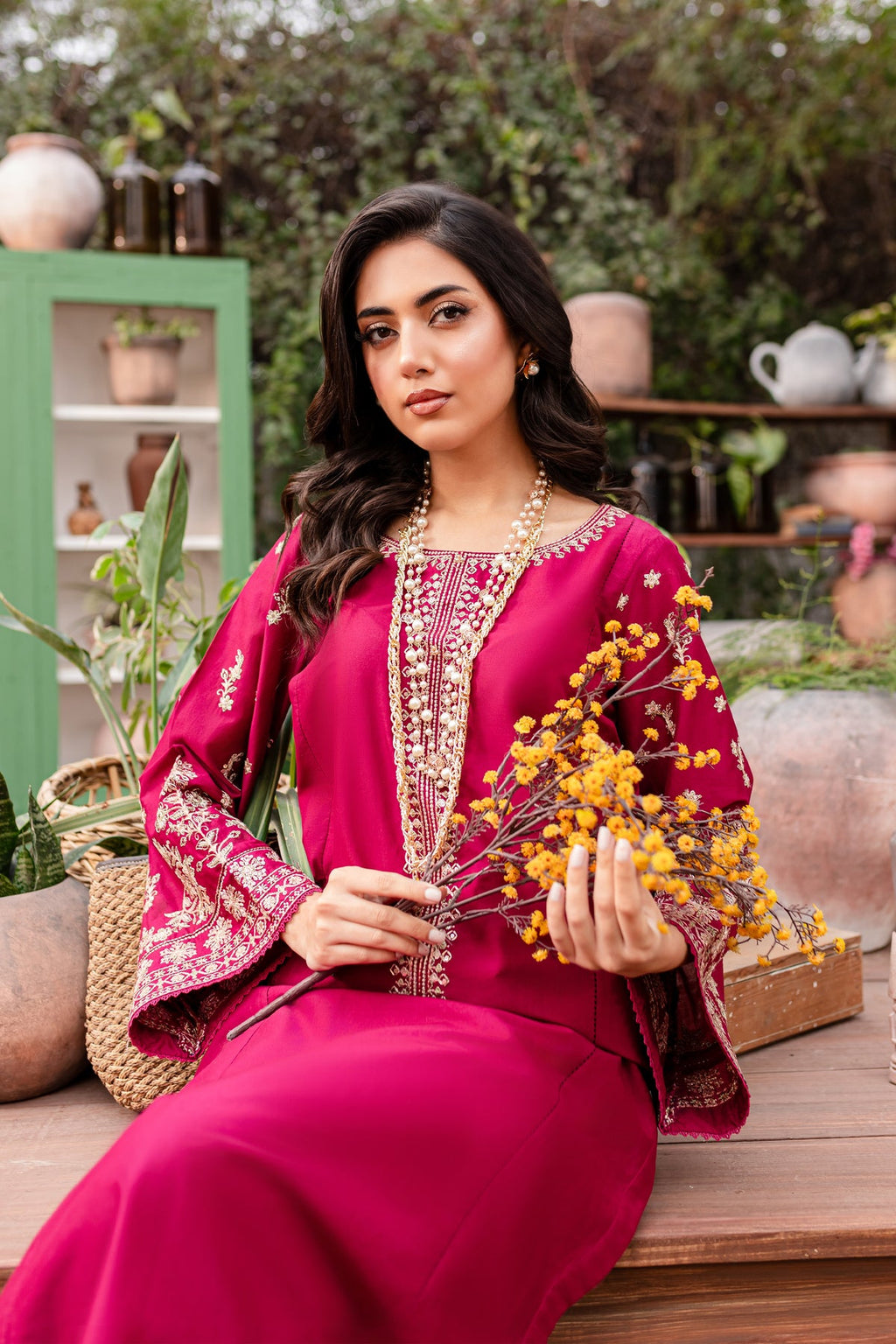 Resham 2Pc - Stitched Embroidered Lawn Dress