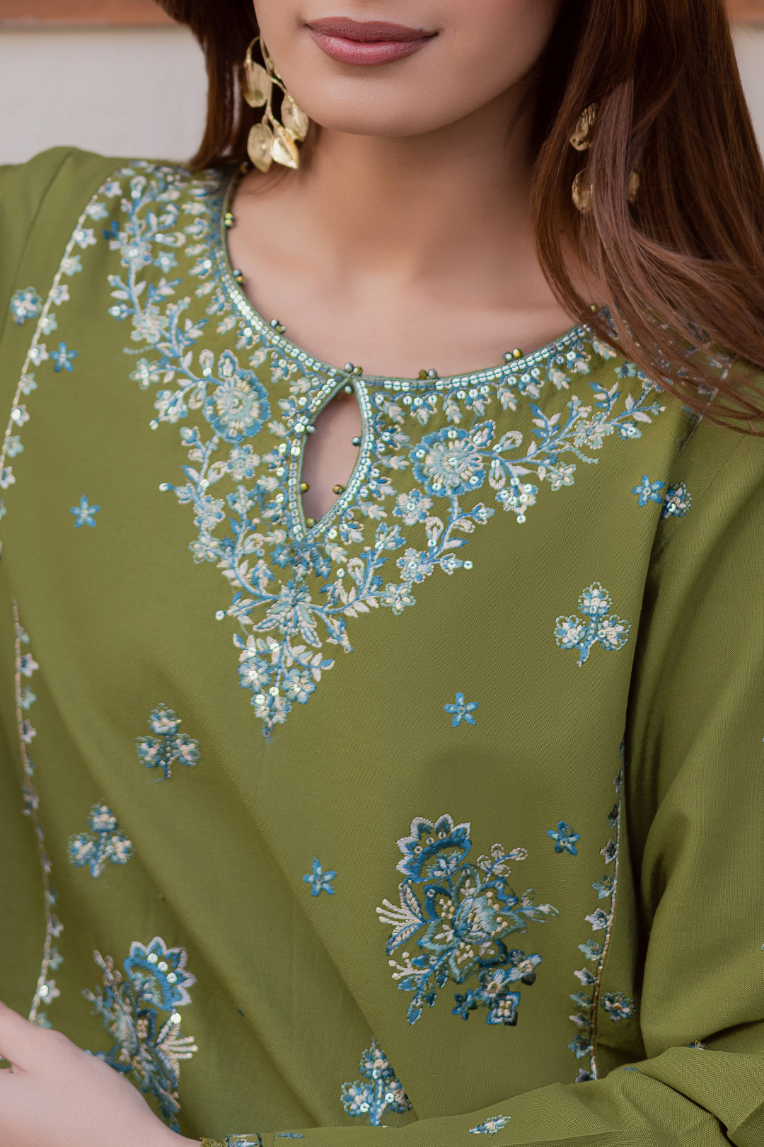 Green Rosa- 2Pc Stitched Embroidered Lawn Dress