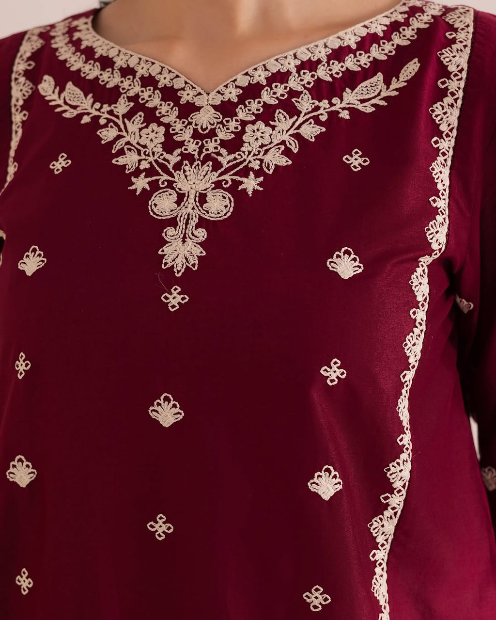 Agean Red 2Pc - Embroidered Lawn Dress